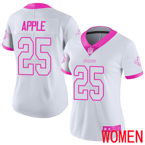 New Orleans Saints Limited White Pink Women Eli Apple Jersey NFL Football #25 Rush Fashion Jersey->youth nfl jersey->Youth Jersey